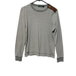 Lauren Ralph Lauren Grey Long Sleeve Faux Suede Elbow Patch XL